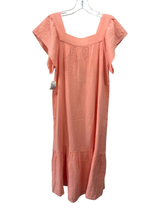 Rails Size M Peach Pink Cotton Short Sleeve Solid Square Neck Maxi Dress Peach Pink / M