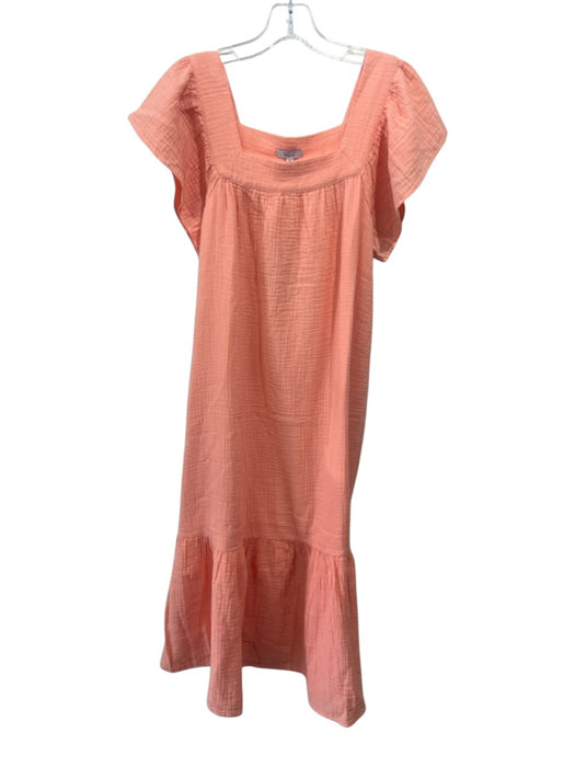 Rails Size M Peach Pink Cotton Short Sleeve Solid Square Neck Maxi Dress Peach Pink / M