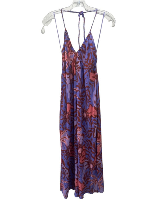 XiRENA Size XS Purple, Brown, Pink Cotton Sleeveless Maxi All Over Print Dress Purple, Brown, Pink / XS