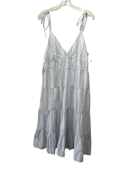 Rails Size L White & Multi Cotton & Lyocell Striped Tie Shoulder Midi Dress White & Multi / L