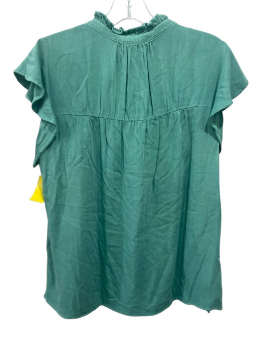 Rails Size S Green Eco vero Ruffle Cap Sleeve Buttons Top Green / S
