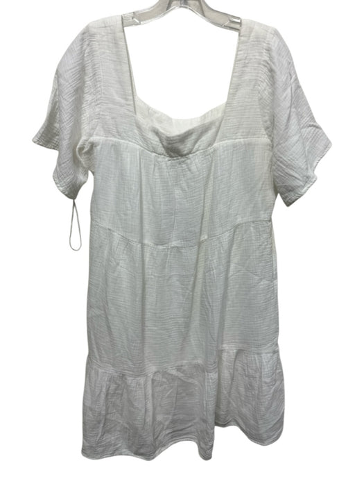 Rails Size L White Cotton Short Sleeve Square Neck Elastic Strap Dress White / L