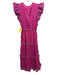 Cleobella Size L Pink, Blue, Gold Cotton Ruffle Cap Sleeve Midi Floral Dress Pink, Blue, Gold / L