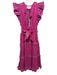 Cleobella Size L Pink, Blue, Gold Cotton Ruffle Cap Sleeve Midi Floral Dress Pink, Blue, Gold / L