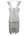 Cleobella Size M White Cotton Ruffle Shoulder Midi Tiered Eyelet Dress White / M