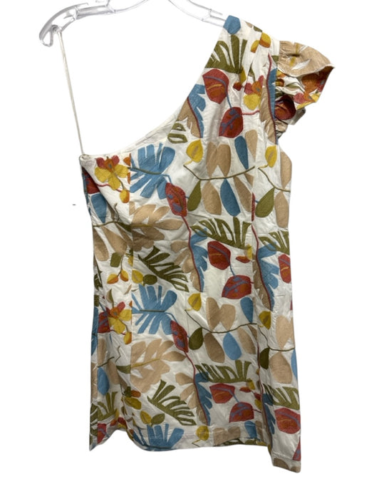 Greylin Size L White & Multi Cotton One Sleeve Floral Embroidered Dress White & Multi / L