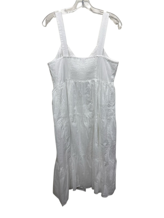 Rails Size L White Cotton Buttons shoulder straps Midi Dress White / L