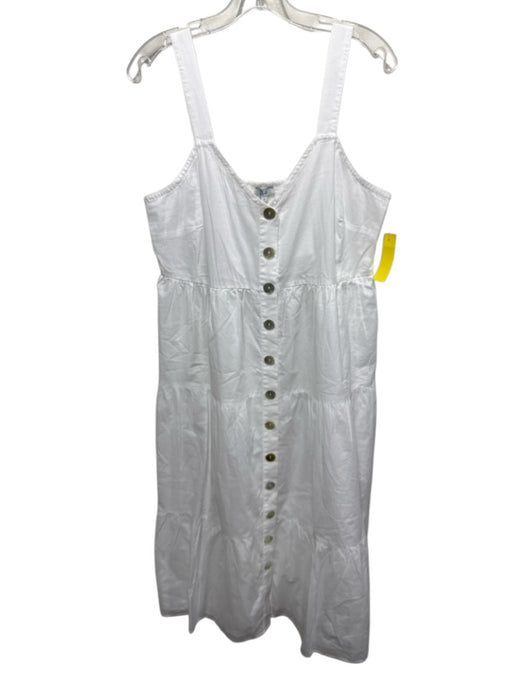 Rails Size L White Cotton Buttons shoulder straps Midi Dress White / L