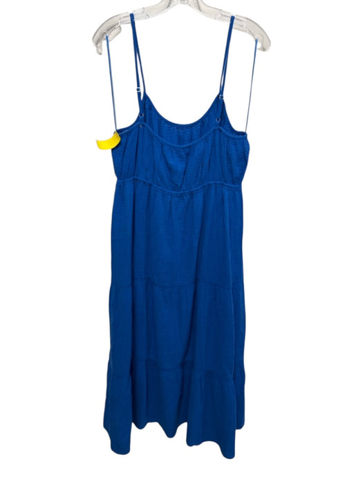 Rails Size L Blue Cotton Sleeveless Spaghetti Strap Seersucker Midi Dress Blue / L