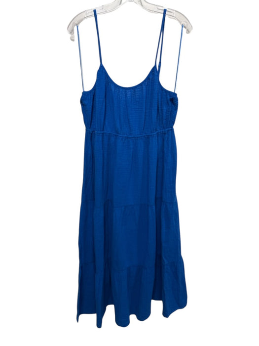 Rails Size L Blue Cotton Sleeveless Spaghetti Strap Seersucker Midi Dress Blue / L