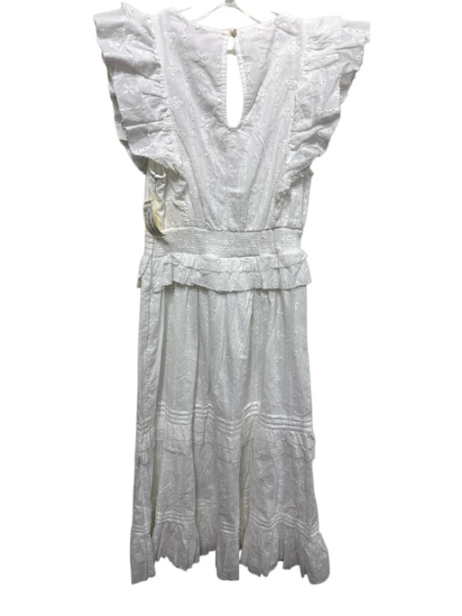 Cleobella Size S White Cotton Ruffle Cap Sleeve Tiered Eyelet Dress White / S