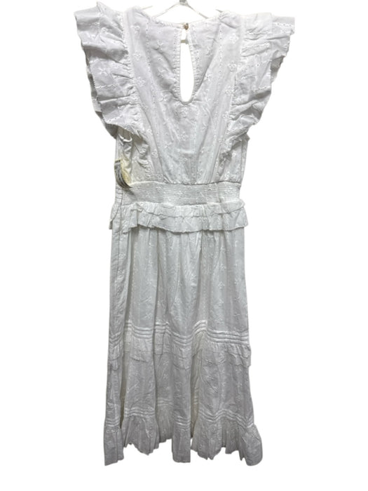 Cleobella Size S White Cotton Ruffle Cap Sleeve Tiered Eyelet Dress White / S