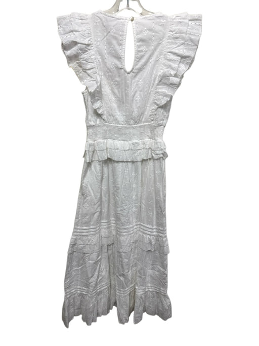 Cleobella Size XS White Cotton Ruffle Cap Sleeve Tiered Eyelet Dress White / XS