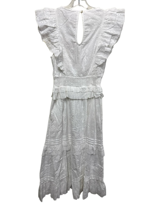Cleobella Size XS White Cotton Ruffle Cap Sleeve Tiered Eyelet Dress White / XS
