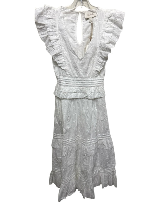 Cleobella Size XS White Cotton Ruffle Cap Sleeve Tiered Eyelet Dress White / XS