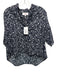 XiRENA Size S navy, purple, white Cotton Short Sleeve Floral Split V neck Top navy, purple, white / S