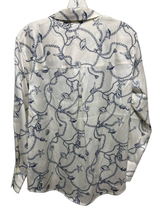 Rails Size XS White & Blue Polyester Long Sleeve Chain Print Button Up Top White & Blue / XS