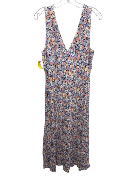 Rails Size L Navy, Purple, Multi Rayon & Viscose Sleeveless Floral V Neck Dress Navy, Purple, Multi / L