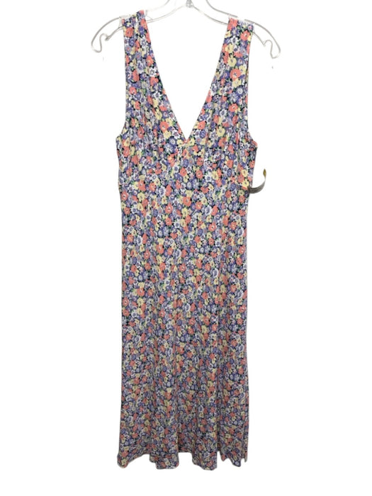 Rails Size L Navy, Purple, Multi Rayon & Viscose Sleeveless Floral V Neck Dress Navy, Purple, Multi / L