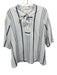 XiRENA Size S White & Blue Cotton & Rayon Short Sleeve Striped Tie Detail Top White & Blue / S