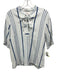 XiRENA Size XS White & Blue Cotton & Rayon Short Sleeve Striped Tie Detail Top White & Blue / XS