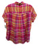 XiRENA Size M Pink, Yellow, Multi Cotton Short Sleeve Plaid Button Up Top Pink, Yellow, Multi / M