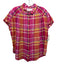 XiRENA Size M Pink, Yellow, Multi Cotton Short Sleeve Plaid Button Up Top Pink, Yellow, Multi / M