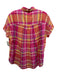 XiRENA Size XS Pink, Yellow, Multi Cotton Short Sleeve Plaid Button Up Top Pink, Yellow, Multi / XS