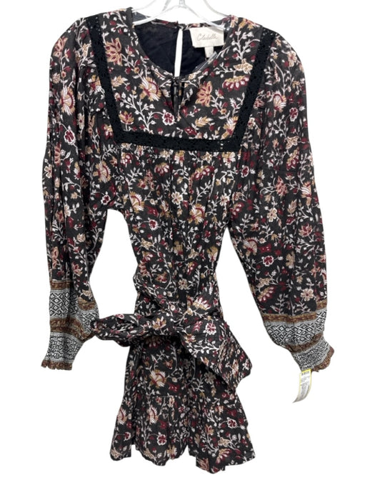Cleobella Size S Black, Red, Multi Cotton Long Sleeve Above Knee Floral Dress Black, Red, Multi / S