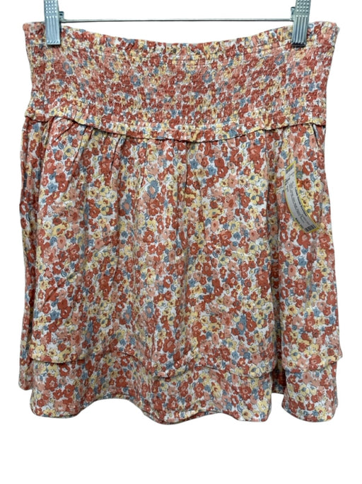 Rails Size L White, Red, Multi Rayon & Viscose Smocked Waist Band Floral Skirt White, Red, Multi / L