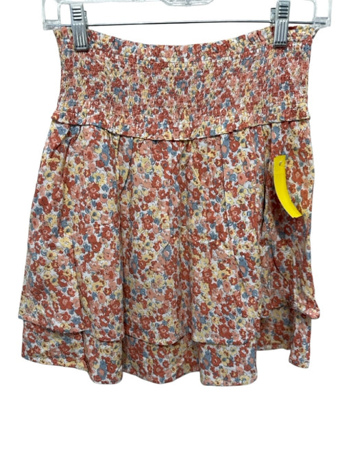 Rails Size S White, Red, Multi Rayon & Viscose Smocked Waist Band Floral Skirt White, Red, Multi / S