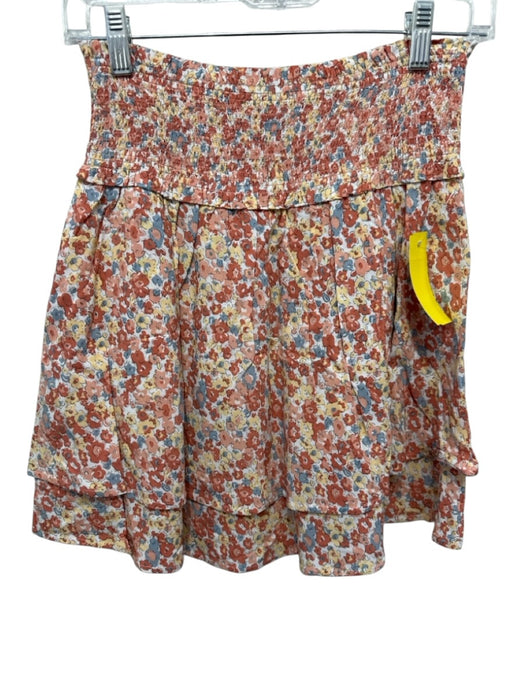 Rails Size S White, Red, Multi Rayon & Viscose Smocked Waist Band Floral Skirt White, Red, Multi / S