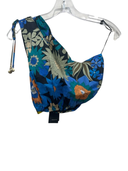 Rails Size S Black, Blue, Multi Cotton One Shoulder Floral Crop Top Black, Blue, Multi / S