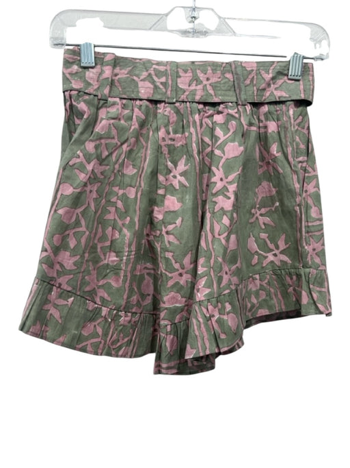 Cleobella Size XS Green & Pink Cotton All Over Print Sash Inc Shorts Green & Pink / XS