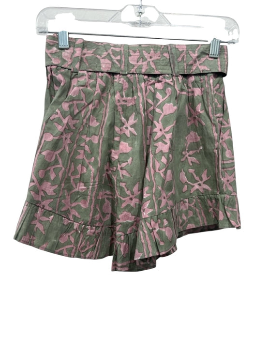 Cleobella Size XS Green & Pink Cotton All Over Print Sash Inc Shorts Green & Pink / XS