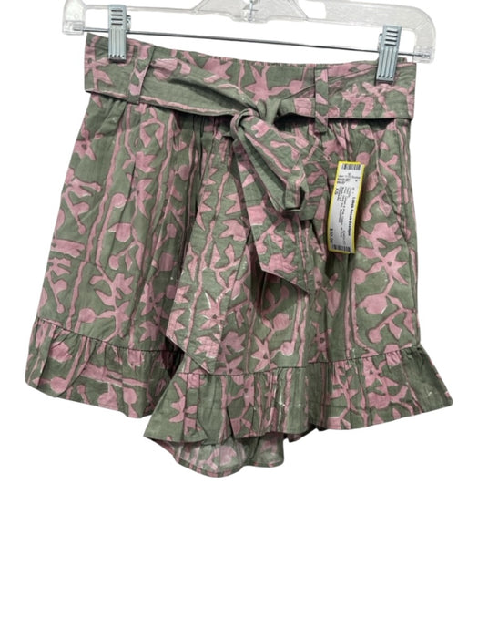 Cleobella Size XS Green & Pink Cotton All Over Print Sash Inc Shorts Green & Pink / XS