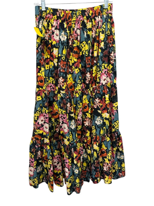 Cleobella Size S Yellow, Teal & Multi Cotton Elastic Back Floral Abstract Skirt Yellow, Teal & Multi / S