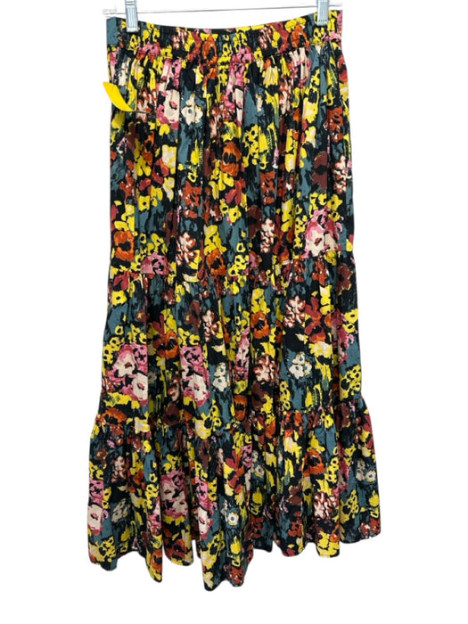 Cleobella Size S Yellow, Teal & Multi Cotton Elastic Back Floral Abstract Skirt Yellow, Teal & Multi / S