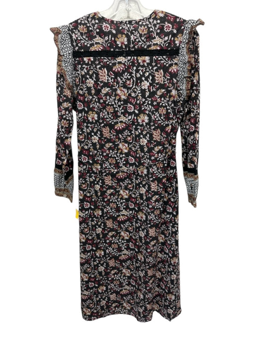 Cleobella Size S Burgundy, Black & Multi Cotton Long Sleeve Floral Dress Burgundy, Black & Multi / S