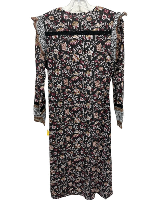 Cleobella Size S Burgundy, Black & Multi Cotton Long Sleeve Floral Dress Burgundy, Black & Multi / S