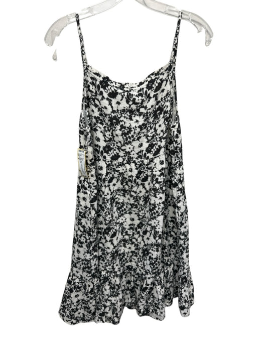 Rails Size M Black & White Cotton Spaghetti Strap Floral Tiered Above Knee Dress Black & White / M