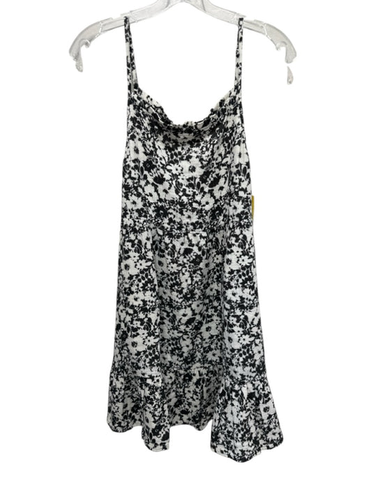 Rails Size M Black & White Cotton Spaghetti Strap Floral Tiered Above Knee Dress Black & White / M