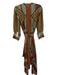 Misa Size S Orange, Brown, Multi Viscose Puff 3/4 Sleeve Buttons Dress Orange, Brown, Multi / S