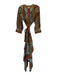 Misa Size L Orange, Brown, Multi Viscose Puff 3/4 Sleeve Buttons Dress Orange, Brown, Multi / L