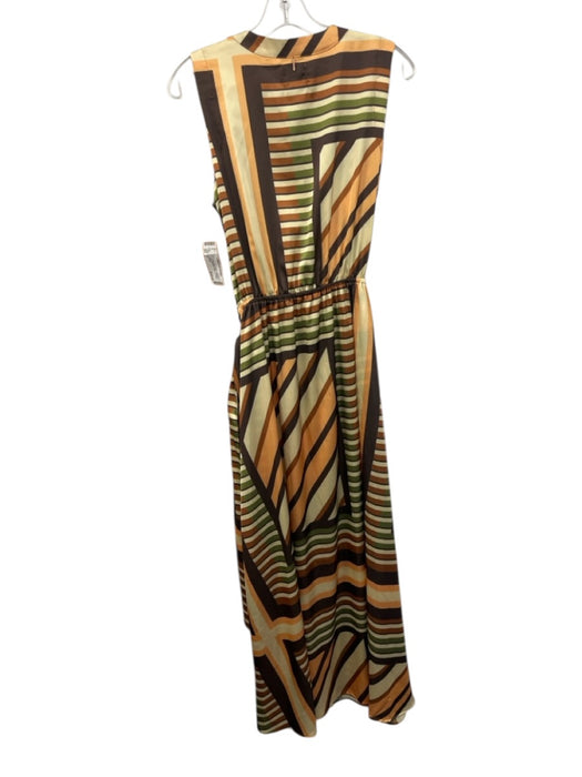 Misa Size S yellow, green, brown Polyester & Spandex Sleeveless Stripe Dress yellow, green, brown / S