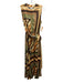 Misa Size S yellow, green, brown Polyester & Spandex Sleeveless Stripe Dress yellow, green, brown / S