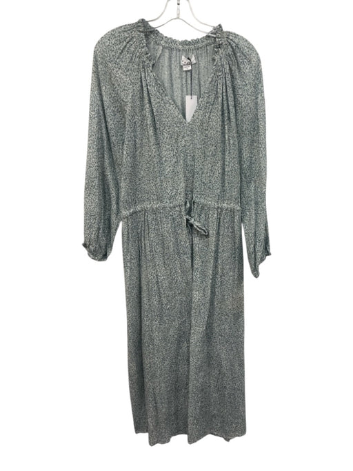 Velvet Size S Light blue & white Cotton Long Sleeve Floral Print Midi Dress Light blue & white / S
