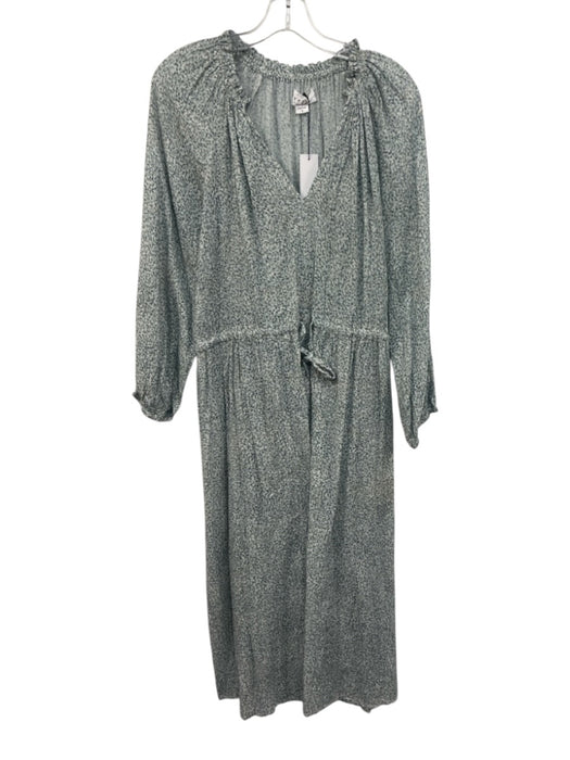Velvet Size S Light blue & white Cotton Long Sleeve Floral Print Midi Dress Light blue & white / S