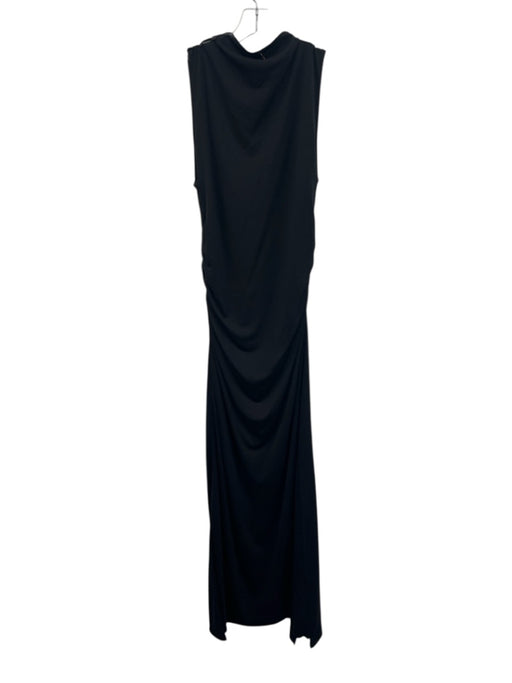 Misa Size M Black Modal & Polyester Sleeveless Ruched Side high neck Maxi Dress Black / M