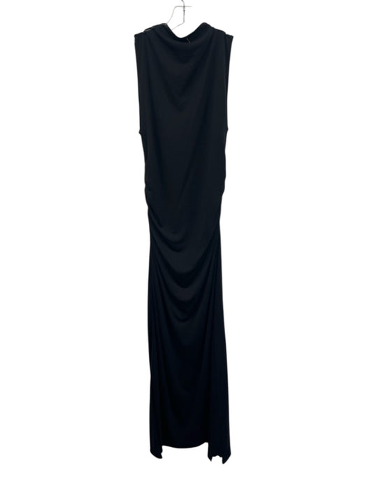 Misa Size M Black Modal & Polyester Sleeveless Ruched Side high neck Maxi Dress Black / M